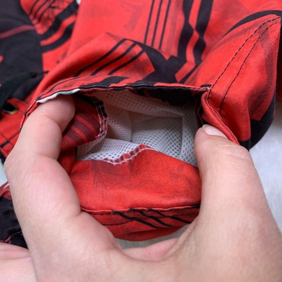 Boy's Joe Boxer Swim Trunks Red Black Sz L 10/12 - Picture 6 of 9